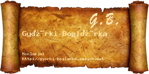 Györki Boglárka névjegykártya